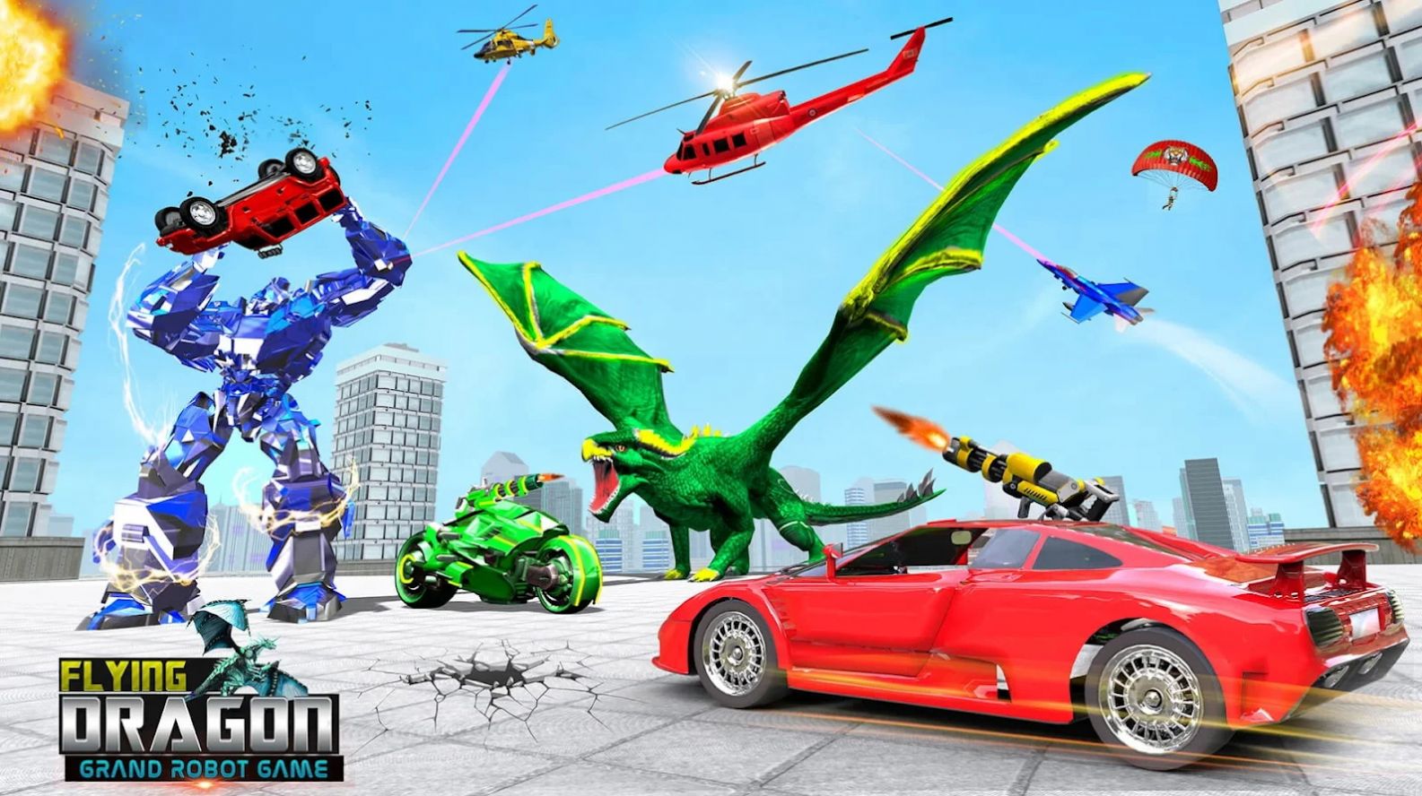 安卓飞龙变形金刚机器人游戏官方版(flying robot car transform games) v2.4软件下载